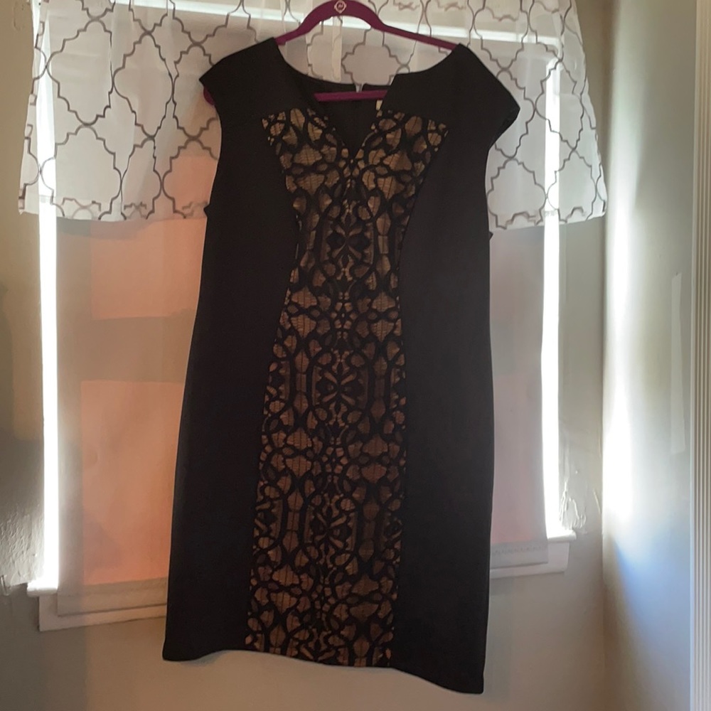 Black dress with lace detail down front
